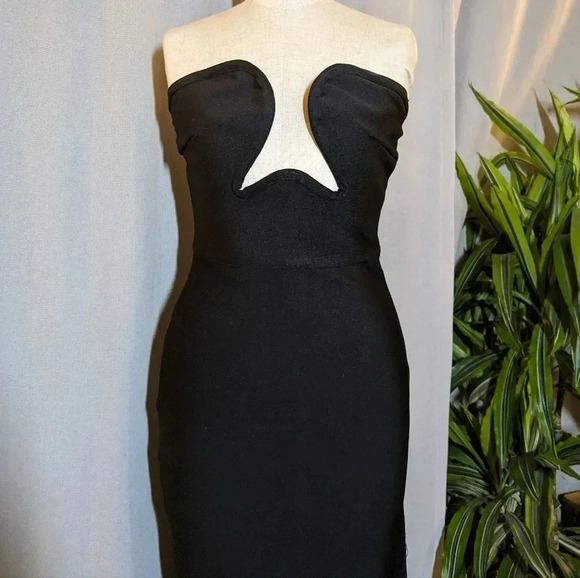 Karen Millen Black Corset Midi Dress Bandage Small - Picture 3 of 9